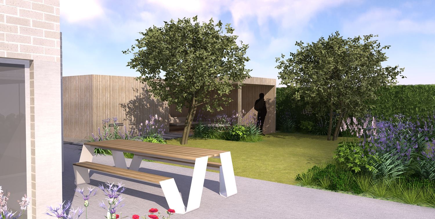 3D-ontwerp tuin terras